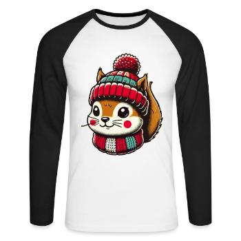 Christmas squirrel with cap - Unisex Long Sleeve Baseball T-Shirt - white/black - Front - Nik (191cm)