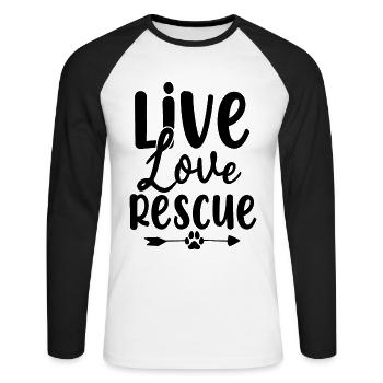 Live Love Sauvetage Bénévole Adoptez un refuge pour animaux de compagnie - T-shirt baseball manches longues Homme - blanc/noir - Devant - Nik (191cm)