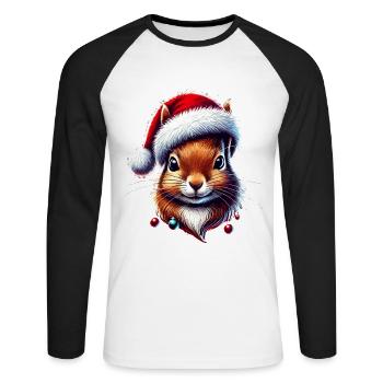Christmas squirrel with hat - Unisex Long Sleeve Baseball T-Shirt - white/black - Front - Nik (191cm)