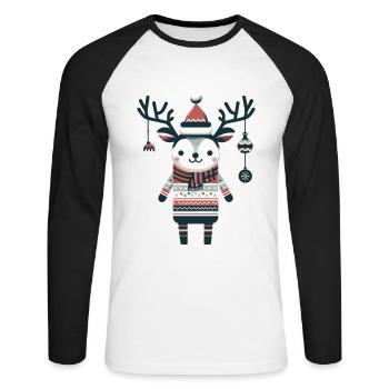 Christmas vintage reindeer look - Unisex Long Sleeve Baseball T-Shirt - white/black - Front - Nik (191cm)