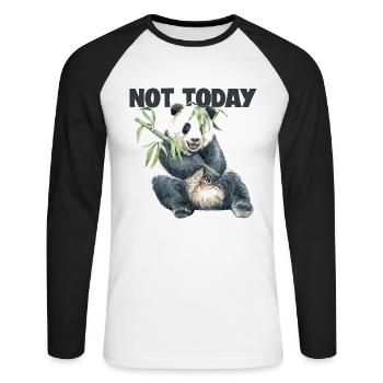 Nicht heute Pandabär Ailuropoda melanoleuca Riese - Unisex Baseballshirt langarm - Weiß/Schwarz - Vorne - Nik (191cm)