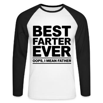 Pet Dire Péter Papa Chiots Drôle Pet Cadeau - T-shirt baseball manches longues Homme - blanc/noir - Devant - Nik (191cm)