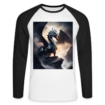 Dunkler Schattendrache - Unisex Baseballshirt langarm - Weiß/Schwarz - Vorne - Nik (191cm)