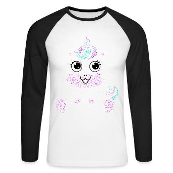 Einhorn Kind Süß Farben Geschenk Tier Kreativ - Unisex Baseballshirt langarm - Weiß/Schwarz - Vorne - Nik (191cm)