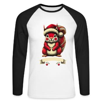 Christmas squirrel with Christmas hat - Unisex Long Sleeve Baseball T-Shirt - white/black - Front - Nik (191cm)