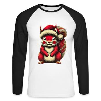 Cute squirrel with Christmas hat - Unisex Long Sleeve Baseball T-Shirt - white/black - Front - Nik (191cm)
