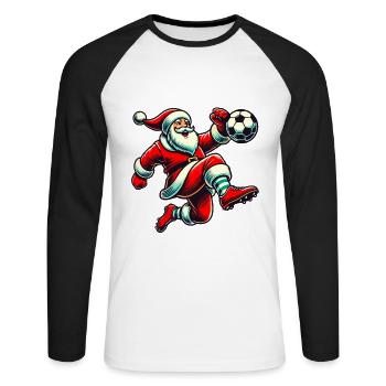 Soccer Playing Santa Claus Fun - Unisex Long Sleeve Baseball T-Shirt - white/black - Front - Nik (191cm)