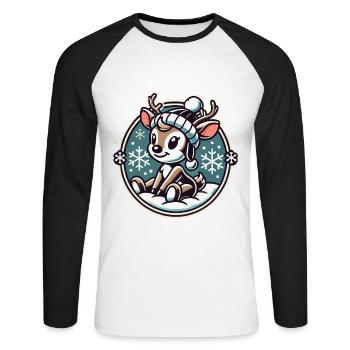 Adorable design vintage Noël - T-shirt baseball manches longues Homme - blanc/noir - Devant - Nik (191cm)