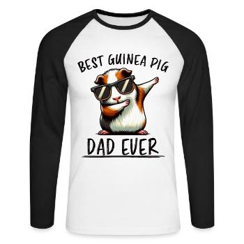 Dicton de cochon d’Inde, Cadeau de cochon d’Inde - T-shirt baseball manches longues Homme - blanc/noir - Devant - Nik (191cm)