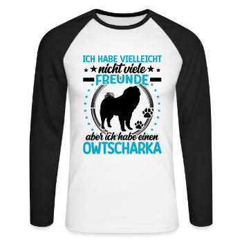 Ovcharka is my friend Ovcharka - Unisex Long Sleeve Baseball T-Shirt - white/black - Front - Nik (191cm)
