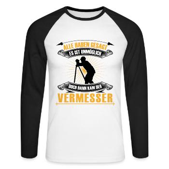 L’arpenteur est impossible L’arpenteur - T-shirt baseball manches longues Homme - blanc/noir - Devant - Nik (191cm)
