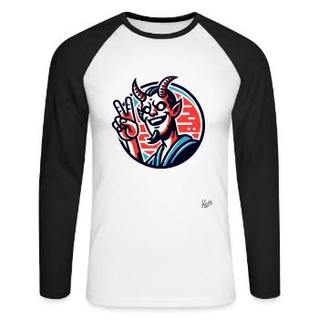 Peace sign from the swag devil - Unisex Long Sleeve Baseball T-Shirt - white/black - Front - Nik (191cm)