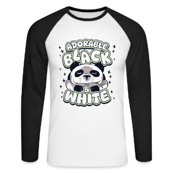 Entzückender schwarz-weißer Panda Bär Freund Liebhaber - Unisex Baseballshirt langarm - Weiß/Schwarz - Vorne - Nik (191cm)