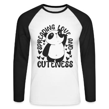 Spreading Love And Cuteness Panda Bear Friend - Unisex Long Sleeve Baseball T-Shirt - white/black - Front - Nik (191cm)