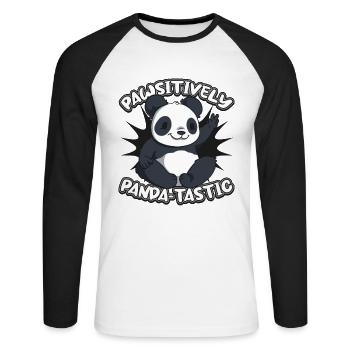 Pfotenhaft Panda-tastisch Panda Bär Freund Liebhaber - Unisex Baseballshirt langarm - Weiß/Schwarz - Vorne - Nik (191cm)