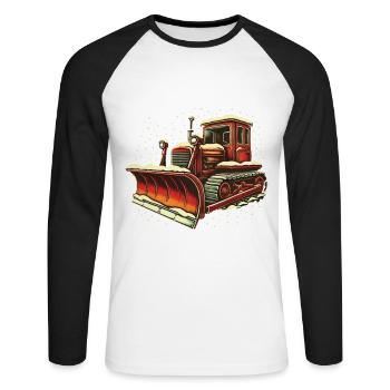 Winter Weihnachten Schneeräummaschine Fahrzeug - Unisex Baseballshirt langarm - Weiß/Schwarz - Vorne - Nik (191cm)