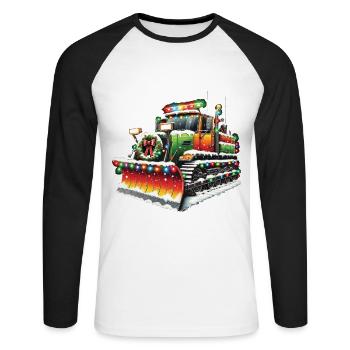 Winter Christmas Snow Removal Machine Vehicle - Unisex Long Sleeve Baseball T-Shirt - white/black - Front - Nik (191cm)