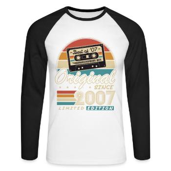 Original since 2007 Vintage Gift Birthday - Unisex Long Sleeve Baseball T-Shirt - white/black - Front - Nik (191cm)
