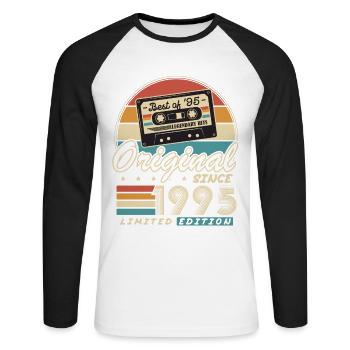 Original Since 1995 Vintage Gift Birthday - Unisex Long Sleeve Baseball T-Shirt - white/black - Front - Nik (191cm)