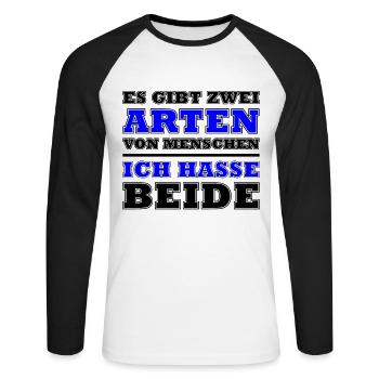 Es gibt zwei arten von Menschen - Unisex Baseballshirt langarm - Weiß/Schwarz - Vorne - Nik (191cm)