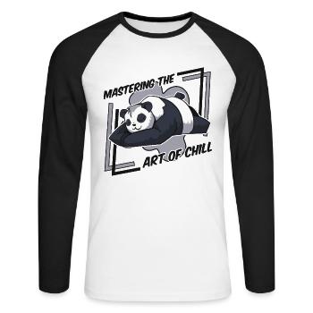 Mastering The Art Of Chill Panda Bear Friend - Unisex Long Sleeve Baseball T-Shirt - white/black - Front - Nik (191cm)