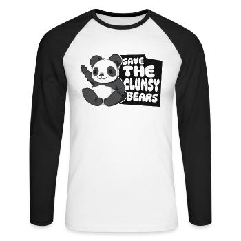 Save The Clumsy Bears Panda Bear Friend Lover - Unisex Long Sleeve Baseball T-Shirt - white/black - Front - Nik (191cm)