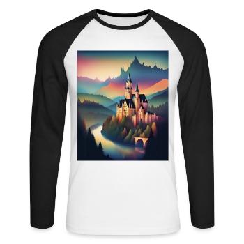 Un château en Roumanie - T-shirt baseball manches longues Homme - blanc/noir - Devant - Nik (191cm)