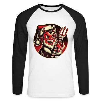 Little Santa Claus Satan Claus - Unisex Long Sleeve Baseball T-Shirt - white/black - Front - Nik (191cm)