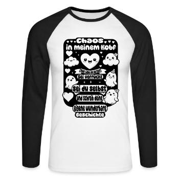 Chaos in the head, love in the heart - Unisex Long Sleeve Baseball T-Shirt - white/black - Front - Nik (191cm)