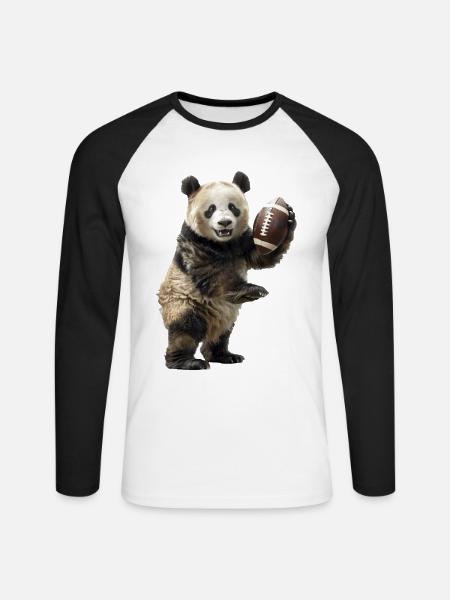 Großer Panda Fußball - Unisex Baseballshirt langarm - Weiß/Schwarz