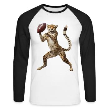 Cheetah Football - Unisex Long Sleeve Baseball T-Shirt - white/black - Front - Nik (191cm)