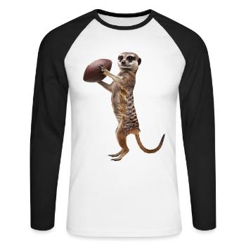 Meerkat Football - Unisex Long Sleeve Baseball T-Shirt - white/black - Front - Nik (191cm)