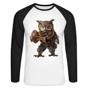 Owls Football - T-shirt baseball manches longues Homme - blanc/noir - Devant - Nik (191cm)