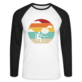 Rétro dyslexie Apraxie Trouble de l’articulation - T-shirt baseball manches longues Homme - blanc/noir - Devant - Nik (191cm)