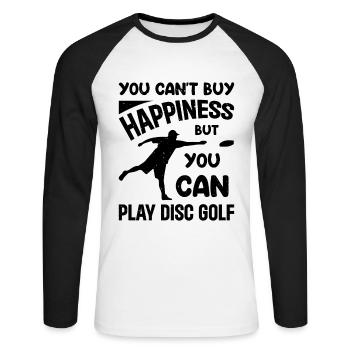 Le bonheur n’achète pas, mais vous pouvez jouer au disc golf - T-shirt baseball manches longues Homme - blanc/noir - Devant - Nik (191cm)