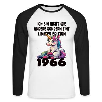 Edition Limitée 1966 Anniversaire Né 1966 - T-shirt baseball manches longues Homme - blanc/noir - Devant - Nik (191cm)