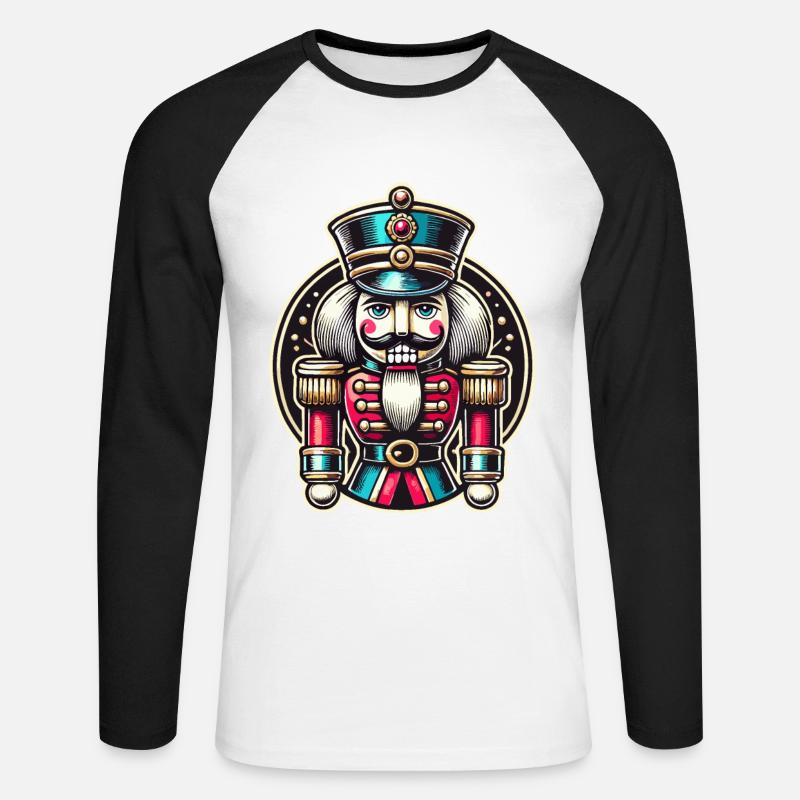 Traditional Nutcracker for Christmas - Unisex Long Sleeve Baseball T-Shirt - white/black