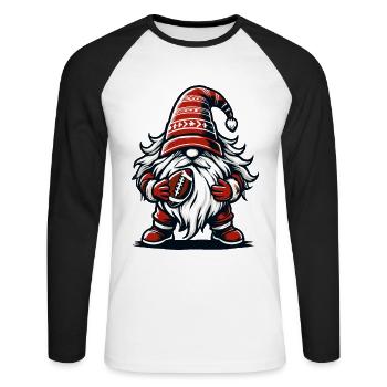 Gnome de football de Noël pour les fans de sport - T-shirt baseball manches longues Homme - blanc/noir - Devant - Nik (191cm)