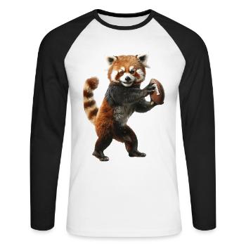 Roter Panda Fußball - Unisex Baseballshirt langarm - Weiß/Schwarz - Vorne - Nik (191cm)