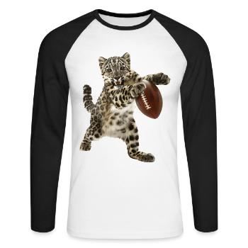 Football léopard des neiges - T-shirt baseball manches longues Homme - blanc/noir - Devant - Nik (191cm)