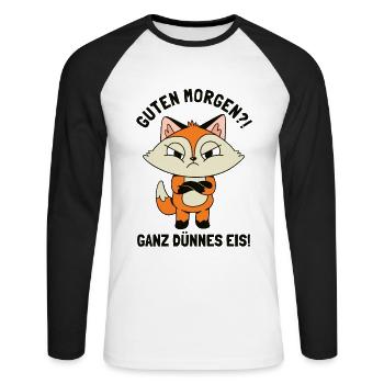 Guten Morgen Ganz Dünnes Eis Renard roux Canidés - T-shirt baseball manches longues Homme - blanc/noir - Devant - Nik (191cm)