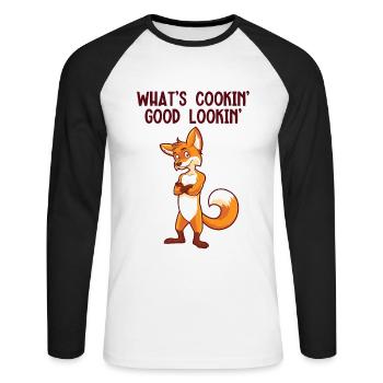 Qu’est-ce qui mijote bien Caninae Red Fox - T-shirt baseball manches longues Homme - blanc/noir - Devant - Nik (191cm)