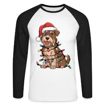 Glen of Imaal Terrier Christmas Lights Xmas Dogs - Unisex Baseballshirt langarm - Weiß/Schwarz - Vorne - Nik (191cm)