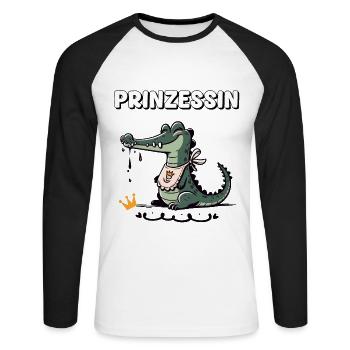 Carnaval Princesse Crocodile Drôle Cologne Alaaf - T-shirt baseball manches longues Homme - blanc/noir - Devant - Nik (191cm)