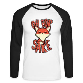 Oh For Sake Red Fox Canidae Caninae Fox Lover Fox - Unisex Long Sleeve Baseball T-Shirt - white/black - Front - Nik (191cm)