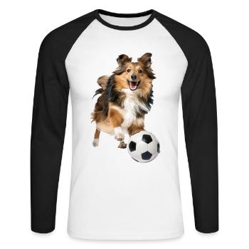 Shetland Sheepdog - Unisex Long Sleeve Baseball T-Shirt - white/black - Front - Nik (191cm)