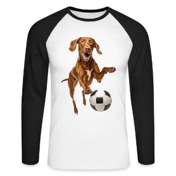 Vizsla - T-shirt baseball manches longues Homme - blanc/noir - Devant - Nik (191cm)
