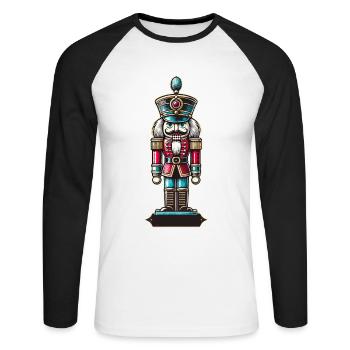 Christmas Nutcracker Retro Style - Unisex Long Sleeve Baseball T-Shirt - white/black - Front - Nik (191cm)
