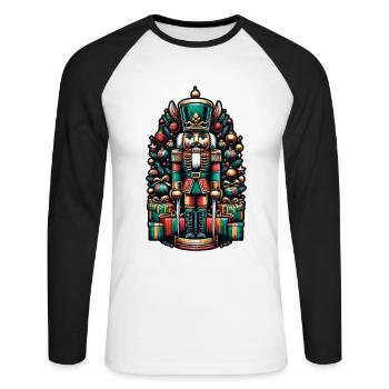 Christmas Nutcracker with Gifts - Unisex Long Sleeve Baseball T-Shirt - white/black - Front - Nik (191cm)