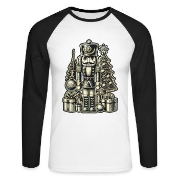 Christmas Nutcracker with Christmas Tree - Unisex Long Sleeve Baseball T-Shirt - white/black - Front - Nik (191cm)